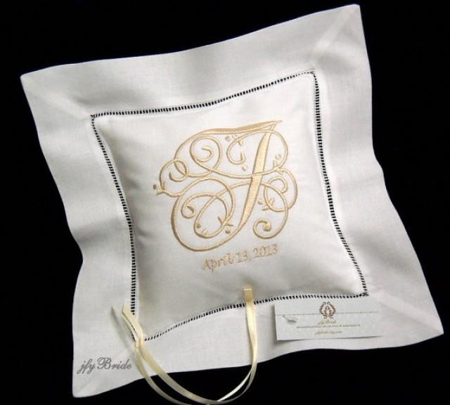 Irish Linen Ring Bearer Pillow, Monogrammed Ring Bearer Pillow, Style