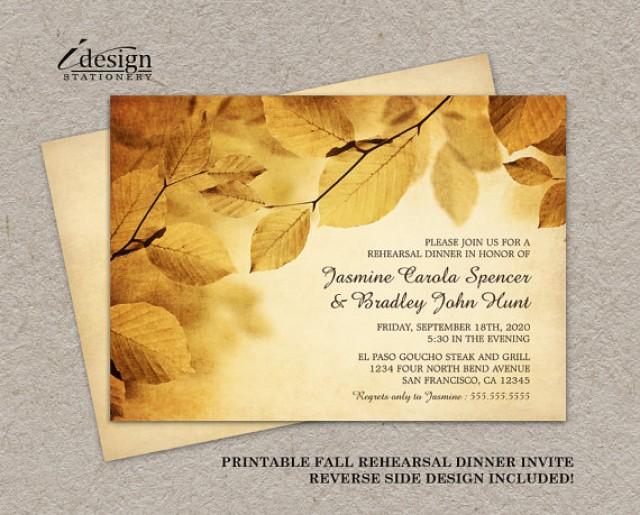 Fall Rehearsal Dinner Invitation With Rustic Fall Leaves, DIY Printable
