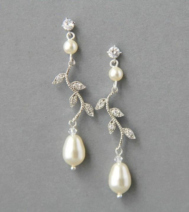 Bridal Crystals And Pearls Earrings , Bridal Pearl Earrings, Wedding