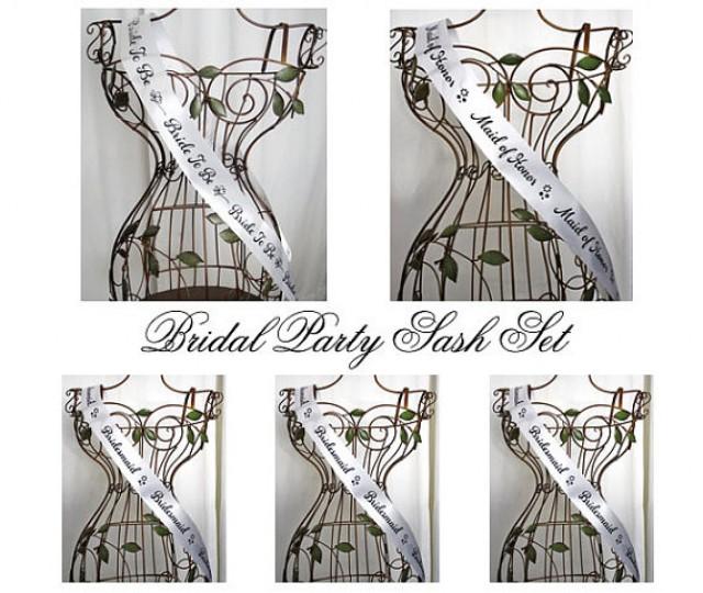 Bridal Party Sash Set White With Black Print 2289204 Weddbook