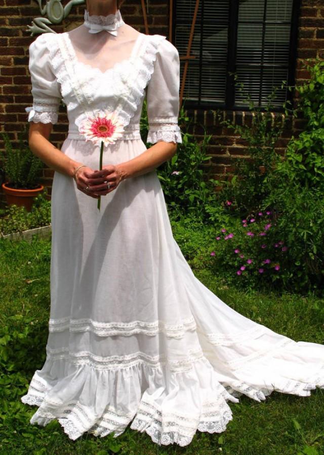 Vintage 60s Boho Wedding Dress * Prairie Wedding Dress * Gyspy Wedding