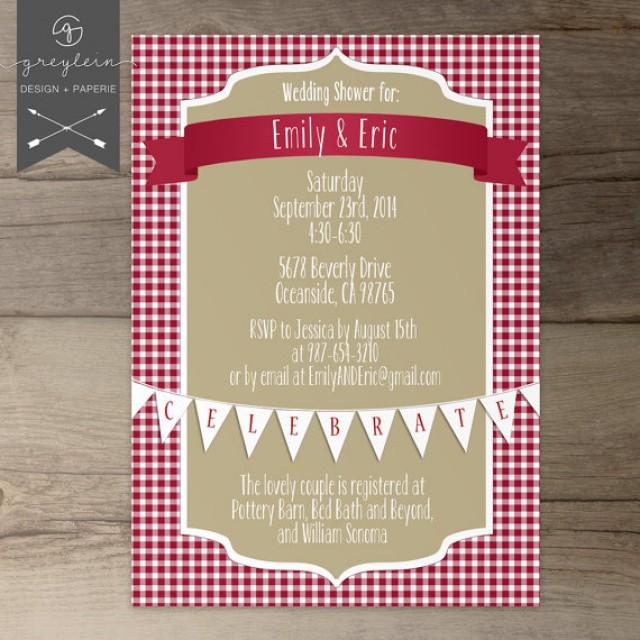picnic shower invitations wedding bridal baby red khaki