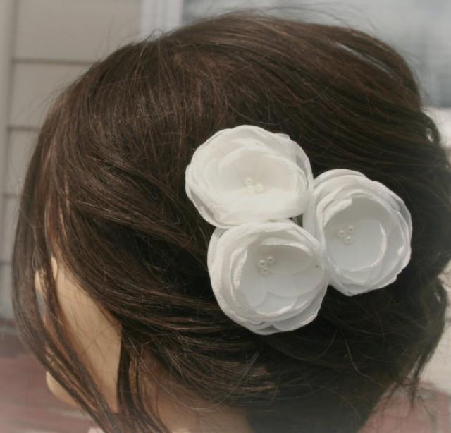 Ivory Flower Hair Clips For Wedding, Bridal Veil, Wedding Hair
