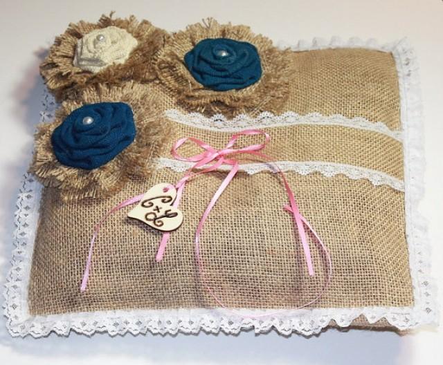 Ring Bearer Burlap Pillow Pillow With Burlap Flowers Wedding Ring
