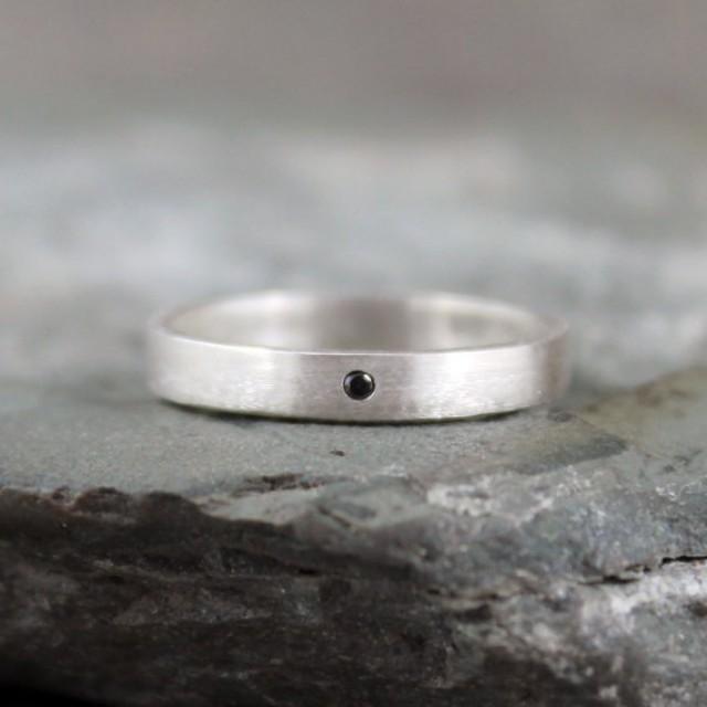 Black Diamond Ring Sterling Silver Band Men's Or Ladies Jewellery