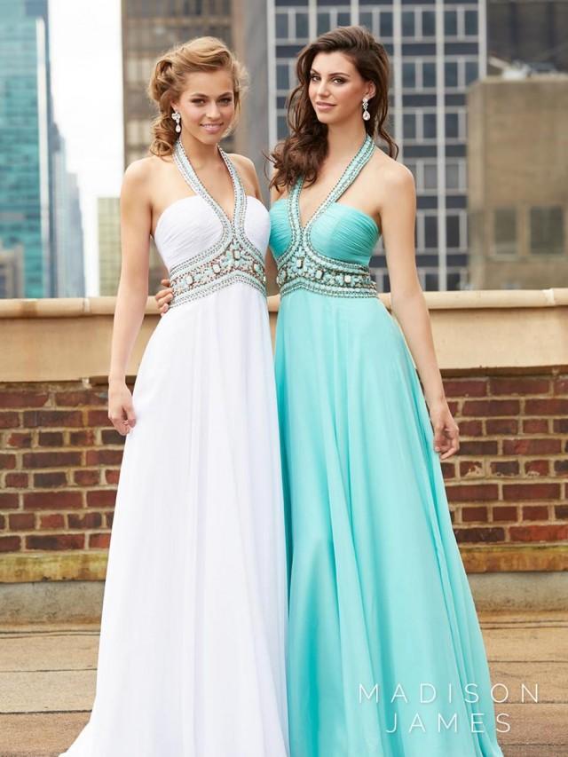Spring Evening Dresses Madison James Prom Gowns Halter Beads Crystal