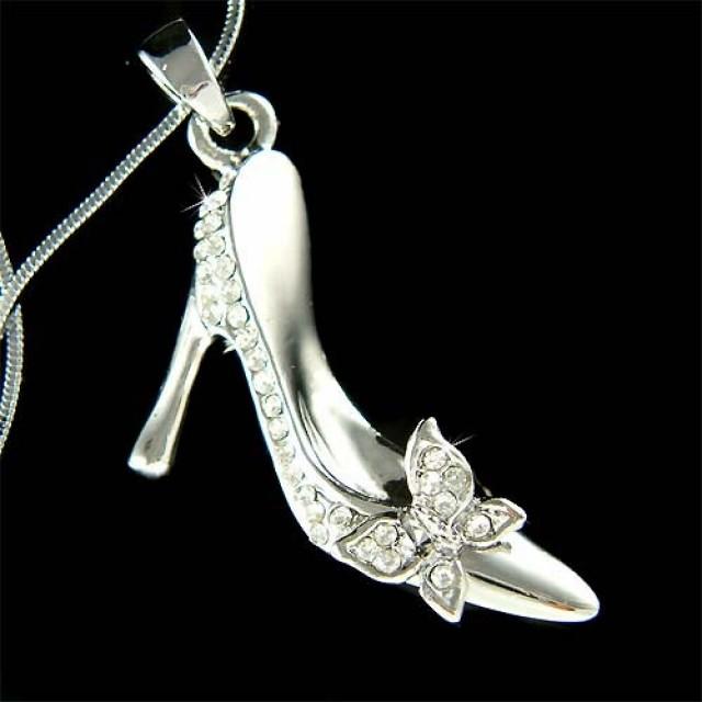 Swarovski Crystal Cinderella Slippers Princess Glass High Heel Shoe