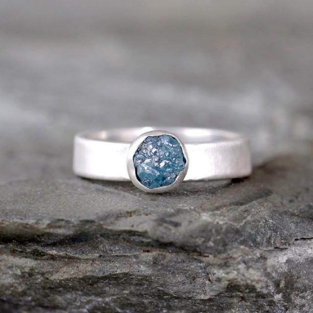 Raw Blue Diamond Engagement Ring 1 Carat Conflict Free Diamond