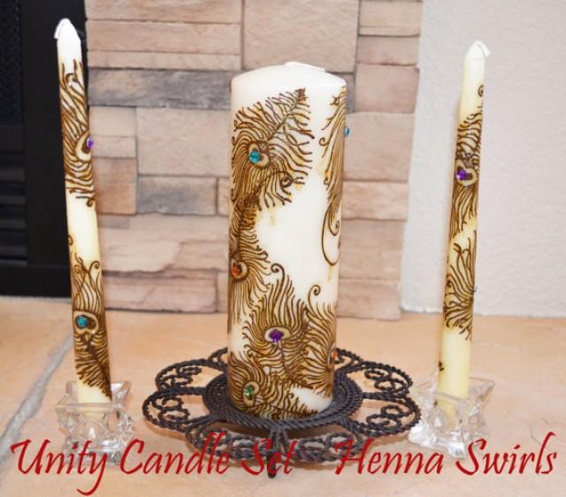Peacock Unity Henna Candle Set, Original, Wedding Centerpiece, Global