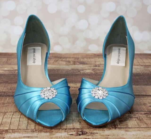 Wedding Shoes Pool Peep Toe Kitten Heel Wedding Shoes With Simple Rhinestone Adornment