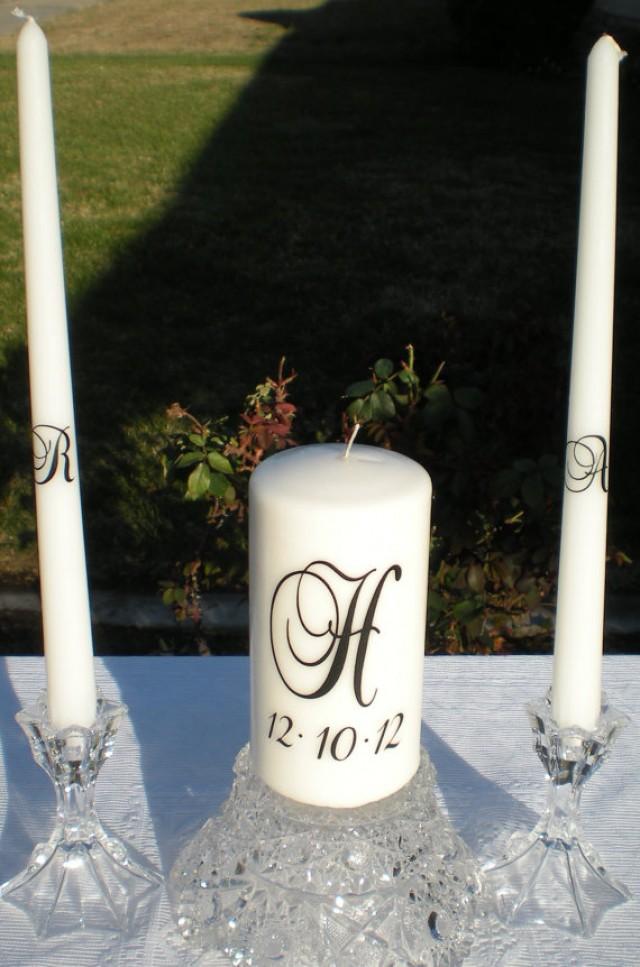 Wedding Unity Candle Vinyl Decal Set (1 Monogram/1 Date/2 Initials For