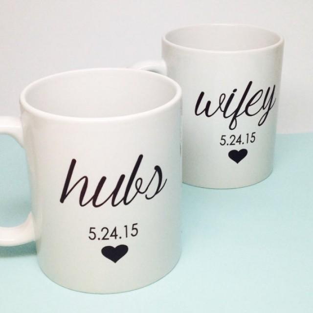 Personalized Custom Wedding T Bridal Shower T Hubs And Wifey Coffee Mug Set Unique