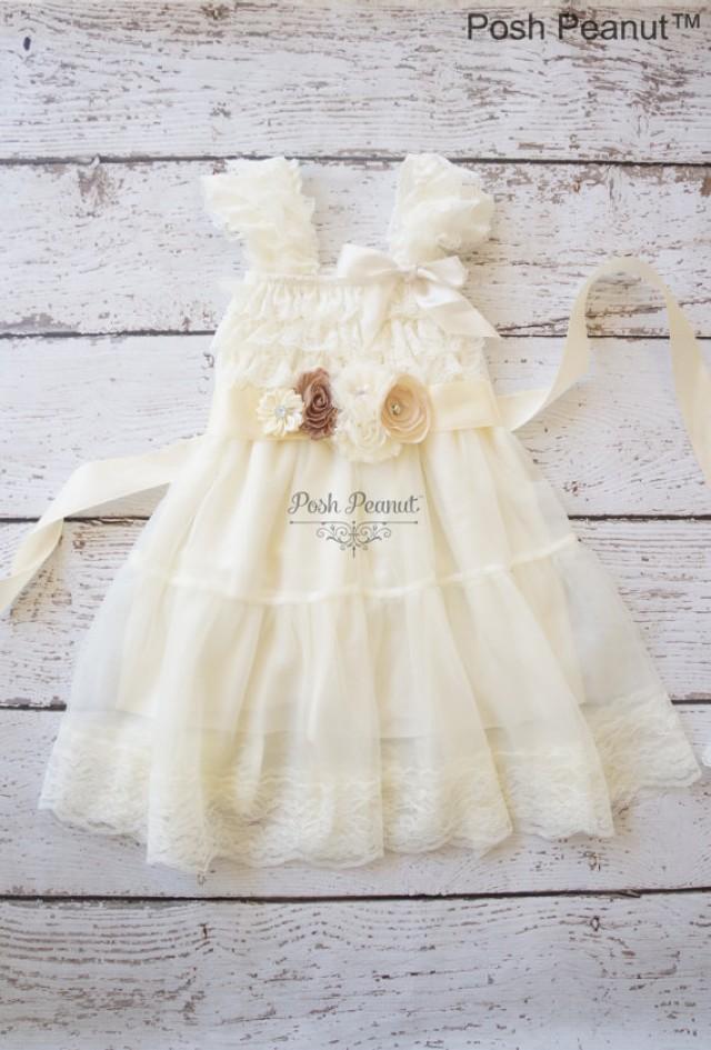 Lace Flower Girl Dress girls Ivory Dress Rustic Ivory Dress Baby