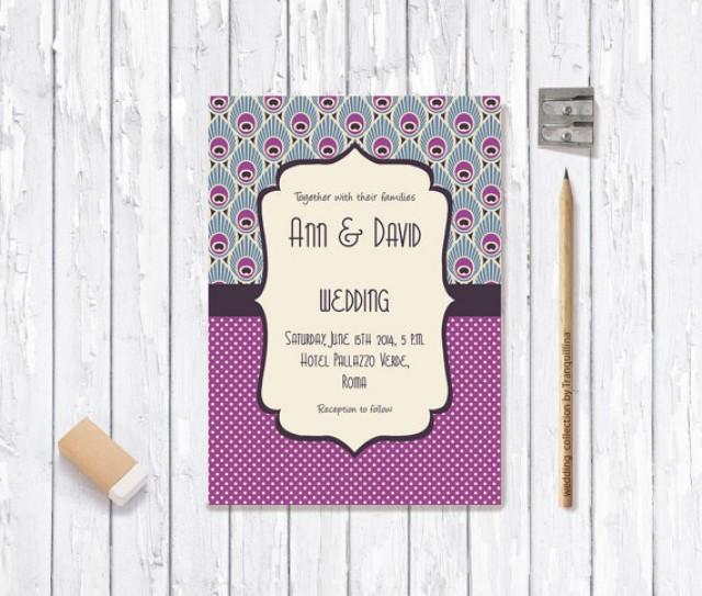 Peacock Wedding Invitation Printable, Bridal Shower, Birthday