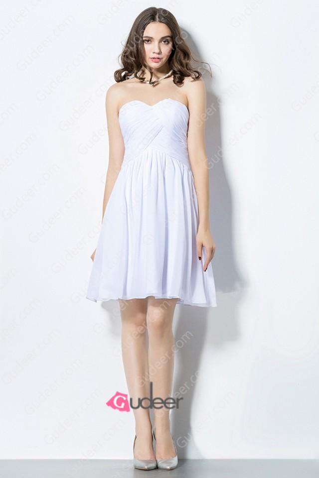 Above Knee Length Sweetheart Pleated Chiffon Empire Waist Bridesmaid Dress 2292176 Weddbook