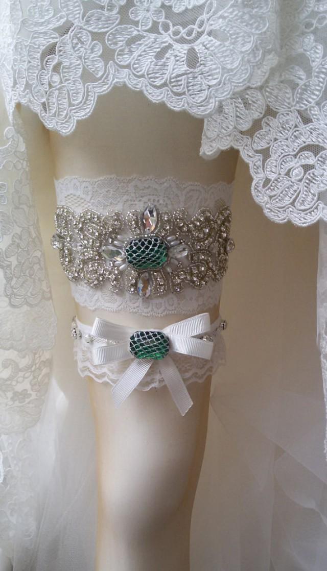 Wedding Garter Set , Ivory Lace Garter Set, Bridal Leg Garter, Wedding