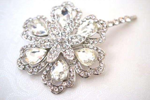 Diamante Crystal Rhinestone Silver Wedding Bridal Floral Hair Combs Slide Clip