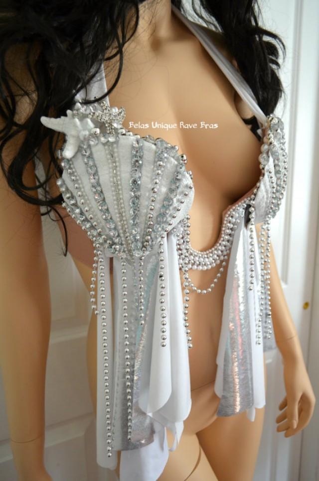 Diamond Star Mermaid Plunge Bra, Seashell Bra, Seashell Top, Mermaid