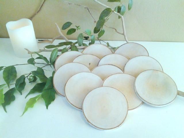 25 Large 4 Natural White Birch Tree Slices Rustic Wedding Decor