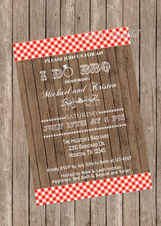 Couples Or Coed Bridal Shower Printable InvitationRustic I Do BBQ