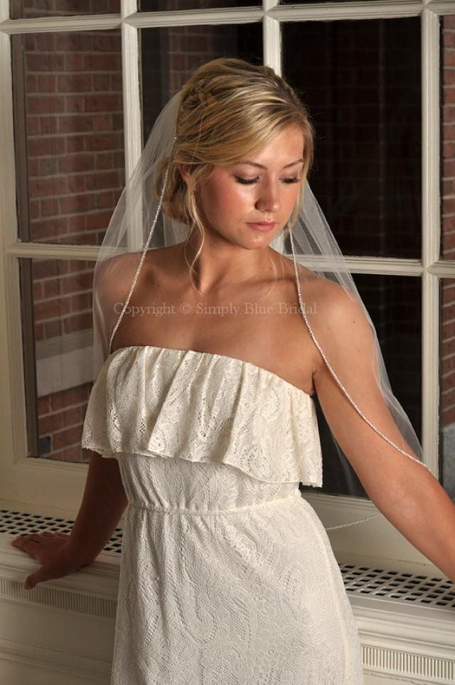 LIGHT IVORY Rhinestone Veil Wedding Veil, Rhinestone Veil, Crystal