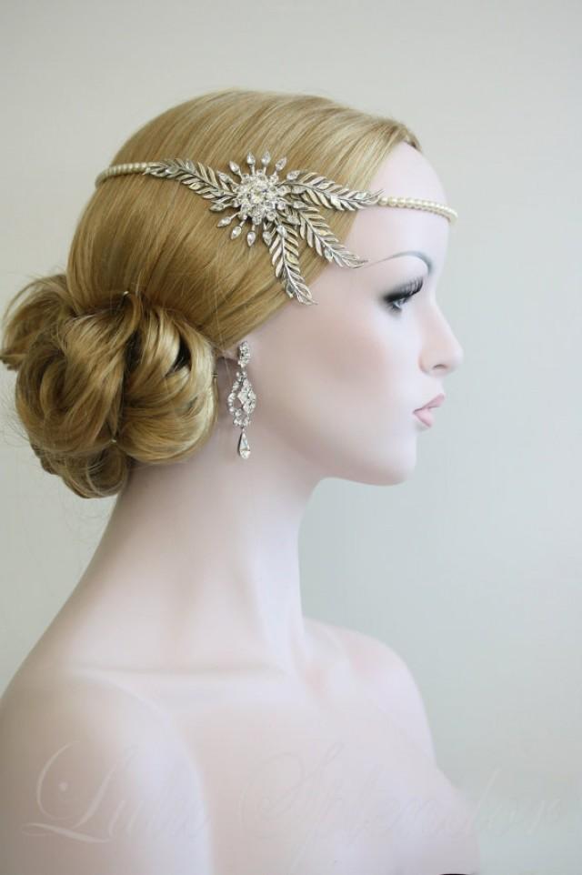 Wedding Head Chain Halo Headpiece Crystal Leaf Bridal Hair Accessory Vintage Flapper Forehead