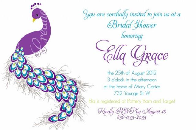 Pretty Peacock Invitation Birthday Bridal Shower Baby Shower