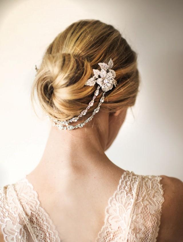 Bridal Hair Chain, Wedding Hair Wrap Halo Gold Silver, Grecian