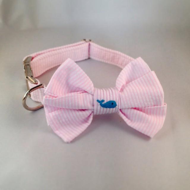 seersucker bow tie dog collar