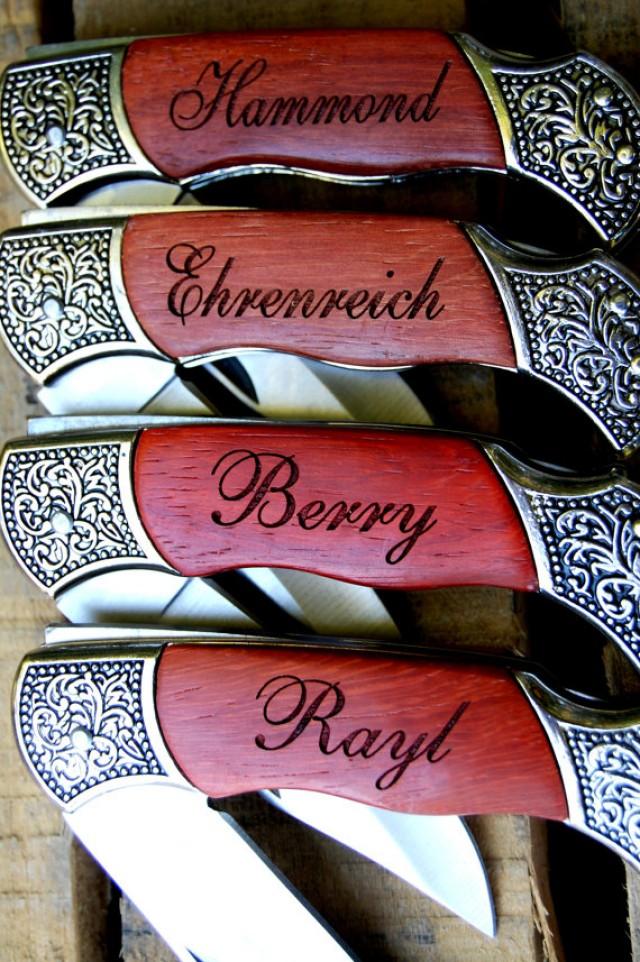 10 Personalized Groomsmen Gifts Custom Engraved Wood Handle Pocket