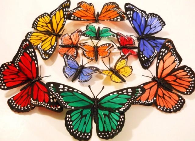 Monarch Butterfly Hair Clip Large Feather Orange Pink Red Blue Green Yellow Hunger Games Wedding Flower Girl Fairy Butterflies 2295994 Weddbook
