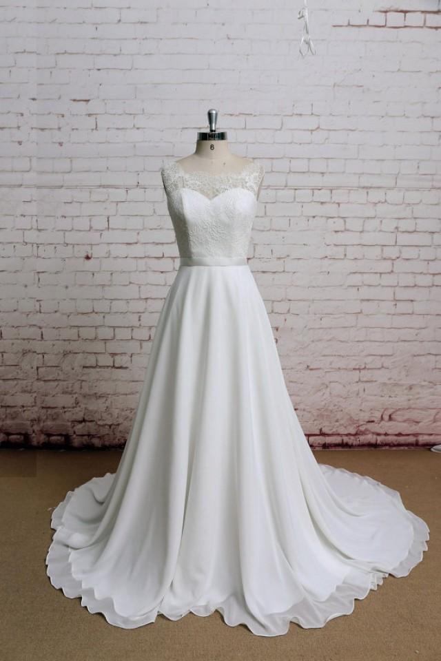 Lace Covered Back Wedding Dress, Sexy Wedding Dress, Lace Chiffon