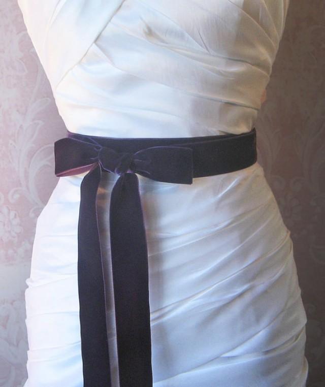Dark Purple Velvet Ribbon, 1.5 Inches Wide, Eggplant Ribbon Sash