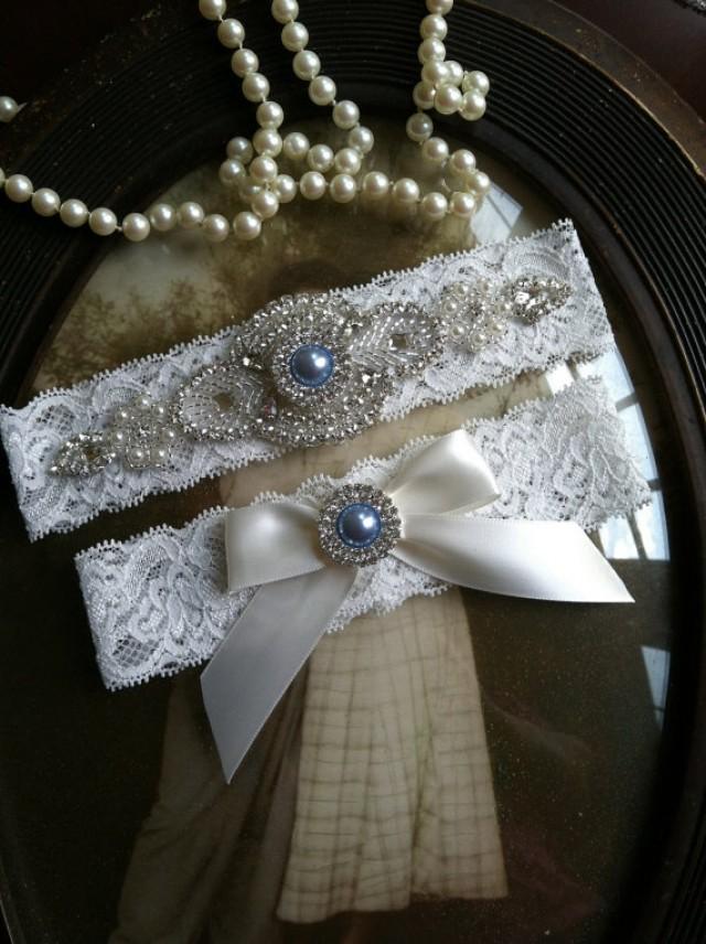 Wedding GarterGartersBridal GarterBluePearlgarterKeepsake