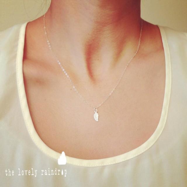 Sterling Silver TIny Leaf Necklace 