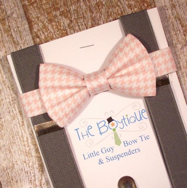 Blush Bow Tie And Suspenders, Grey Suspenders And Bow Tie, Toddler