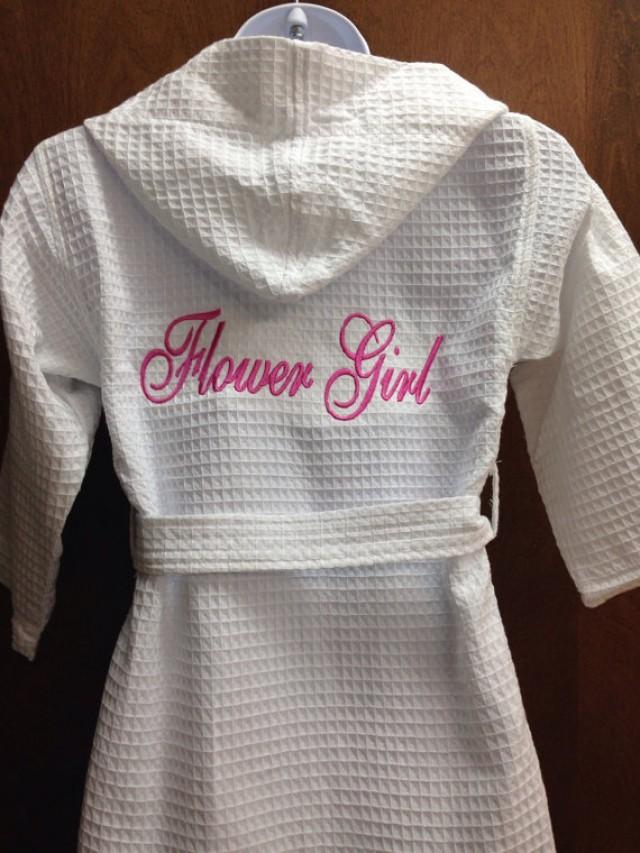 Personalized Embroidered Flower Girl Robe, Ring Bearer Bathrobe Hooded