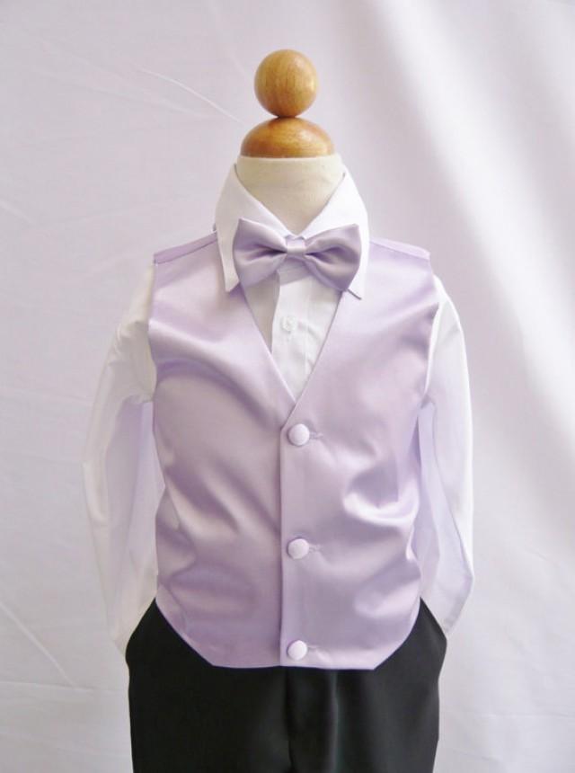 Boy Vest With Bow Tie In Lilac For Ring Bearer, Communion, Wedding In Size 12, 14, 16 Only