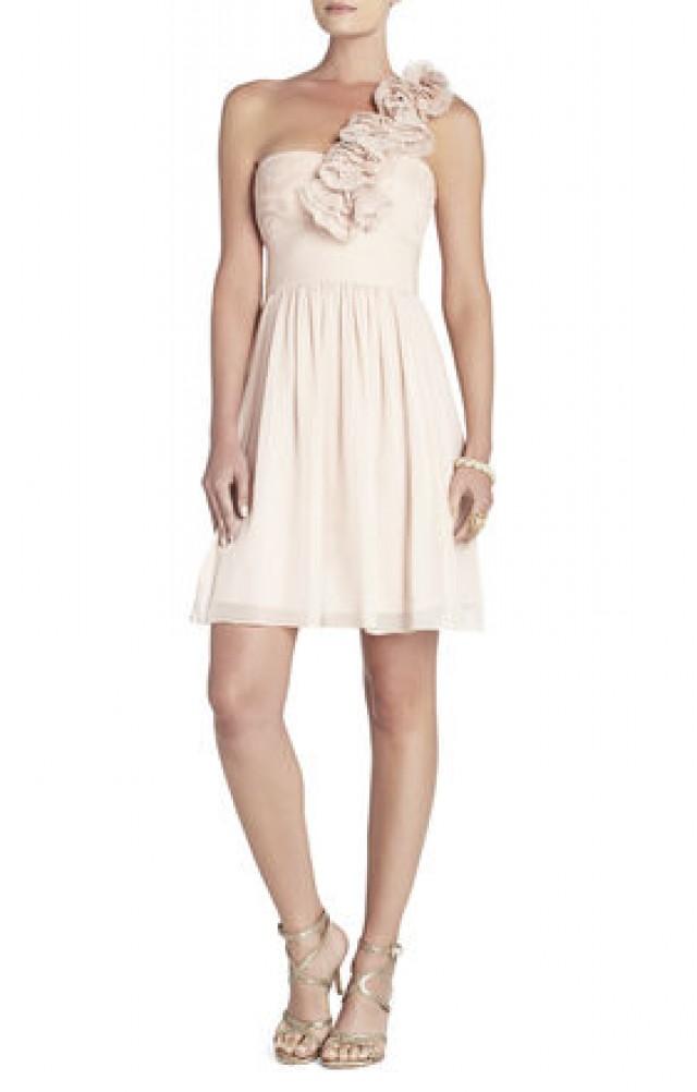 bcbg one shoulder gown
