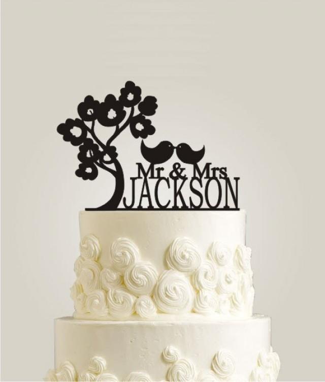Love Birds Cake Topper Personalized Custom with Your Last Name