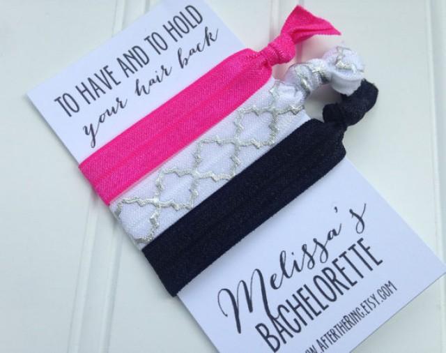 Custom Set Of 3 Hair Ties Bachelorette Party Favors Personalized