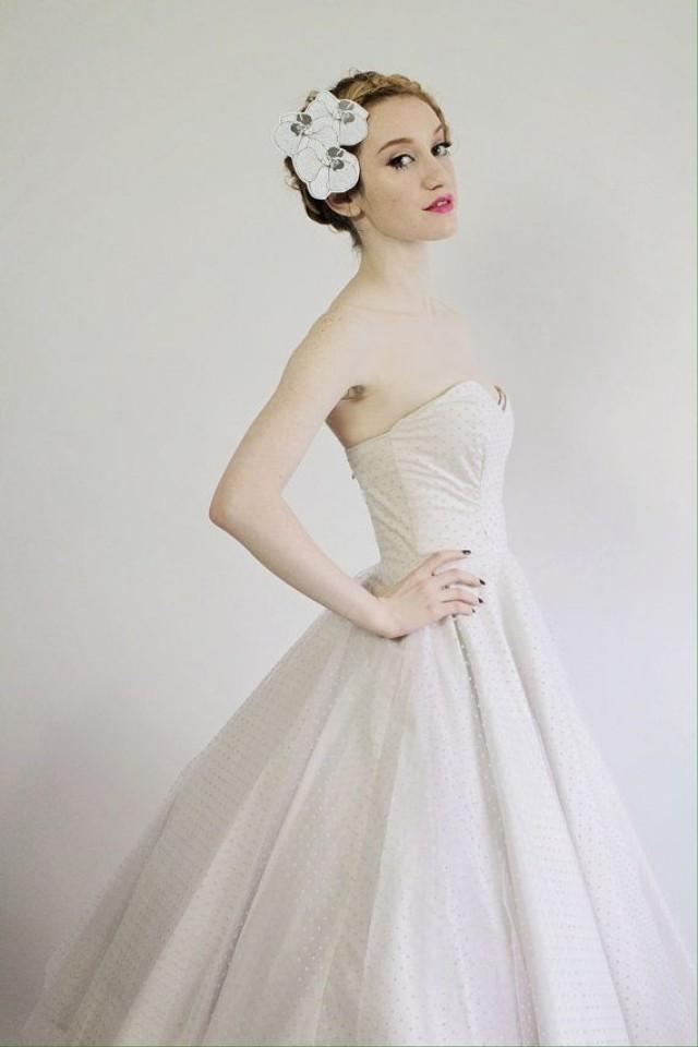 Pink Swiss Dot Tulle Wedding Dress With Sweetheart Neckline "Hey Jenni