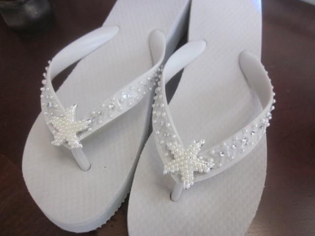 Bridal Flip Flops Wedding Flip Flops White Beach Wedding Flip