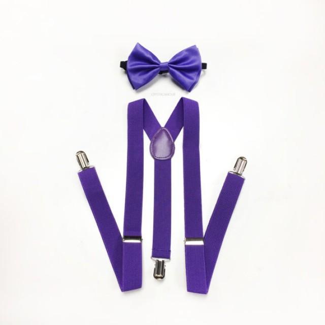 Men's Bow Tie And Suspenders Royal Purple Bowtie And Suspenders Set