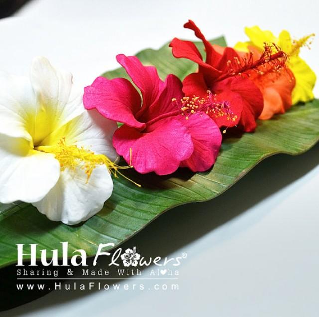Hibiscus Hair Clip Or Stem For Hawaiian, Polynesian, Wedding, Beach