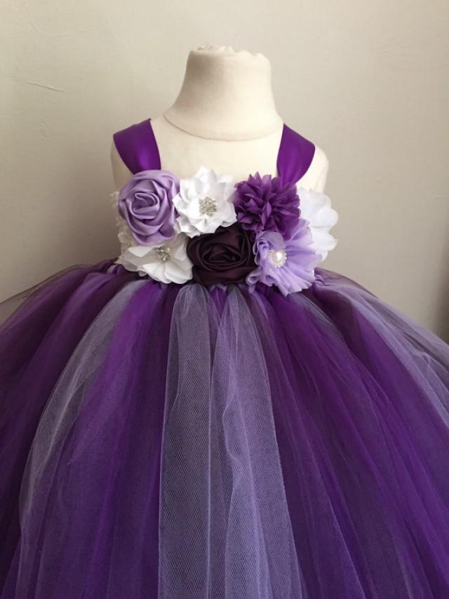 Purple, Lavender And Plum Tulle Flower Girl Dress, Girls Dress