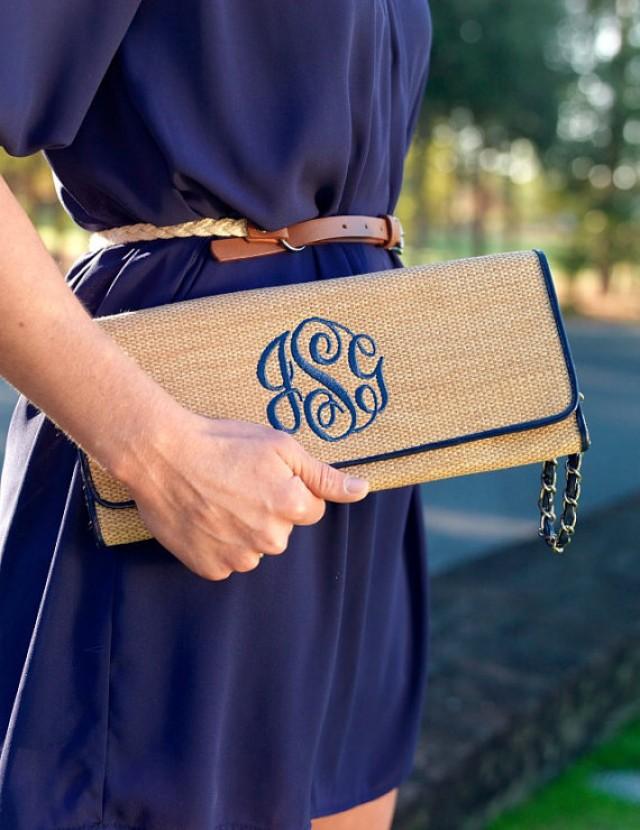 Monogram Bridesmaids Clutch, Bridal Clutch, Monogrammed Bridal Gift