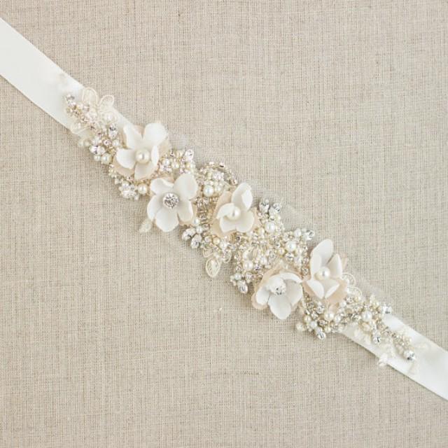 thumbnail image 2 of ShinyBeauty Silver Rhinestone Wedding Belt Sash - 3.5cm X 1 Yard, With Free Satin Ribbon 2 of 9