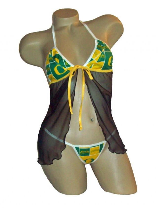 Ncaa Oregon Ducks Lingerie Negligee Babydoll Sexy Teddy Set With