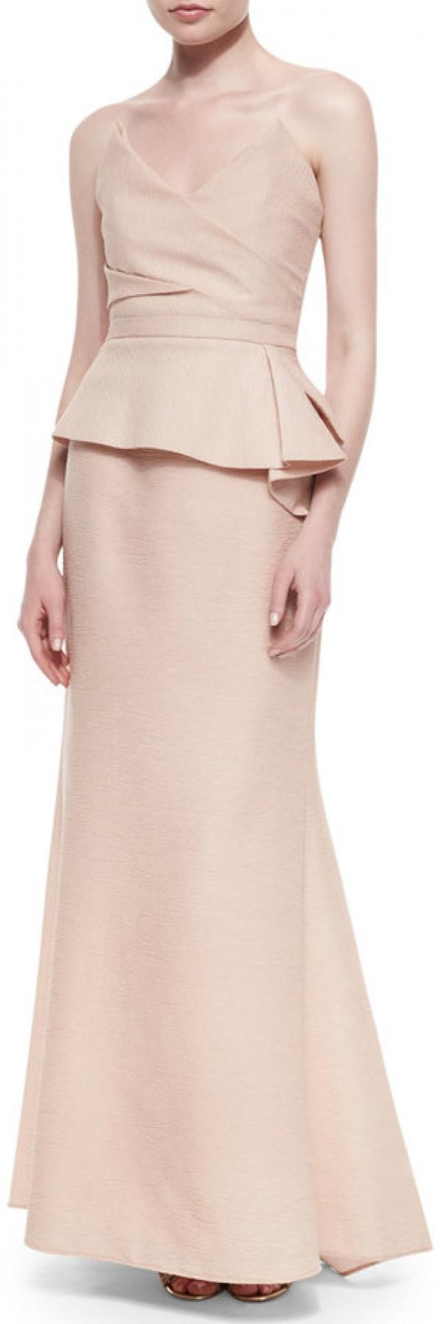 strapless peplum gown